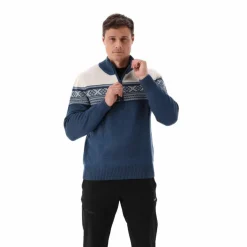 Felpa da uomo a mezza zip in Wooltech