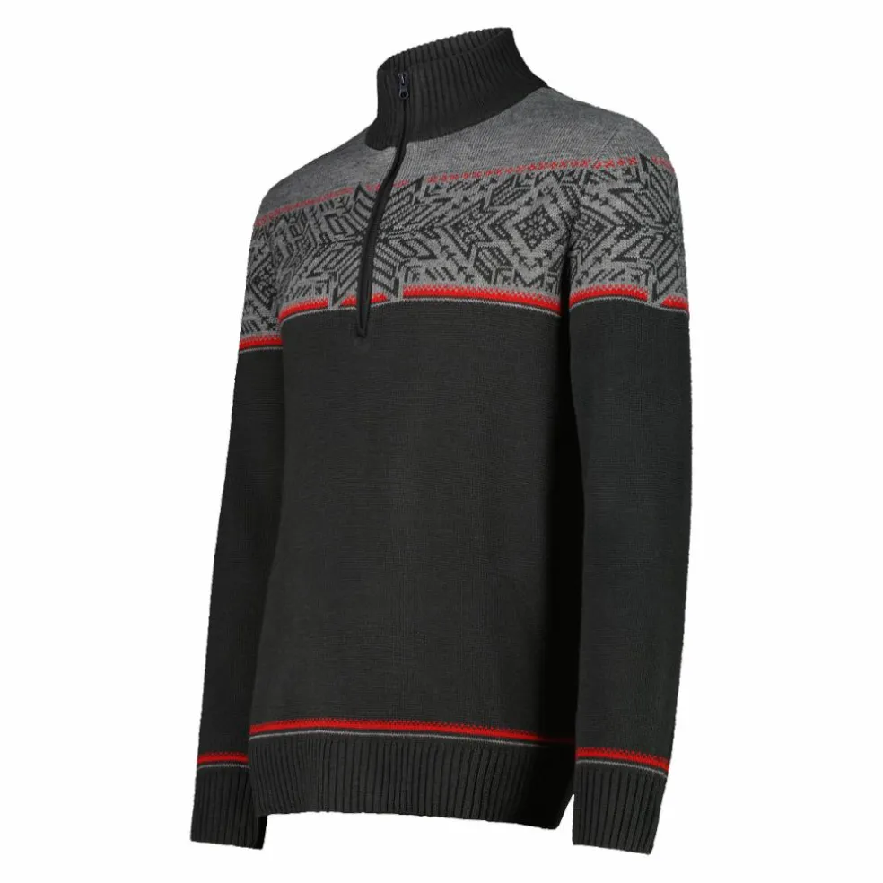Felpa da uomo a mezza zip in Wooltech