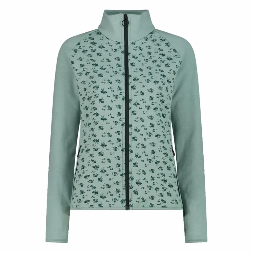 Felpa in pile da Donna in Stretch Performance stampata con Dettagli Melange