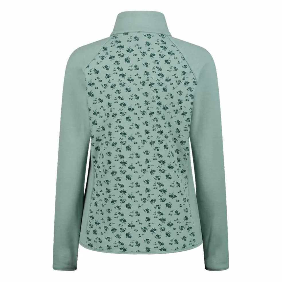 Felpa in pile da Donna in Stretch Performance stampata con Dettagli Melange