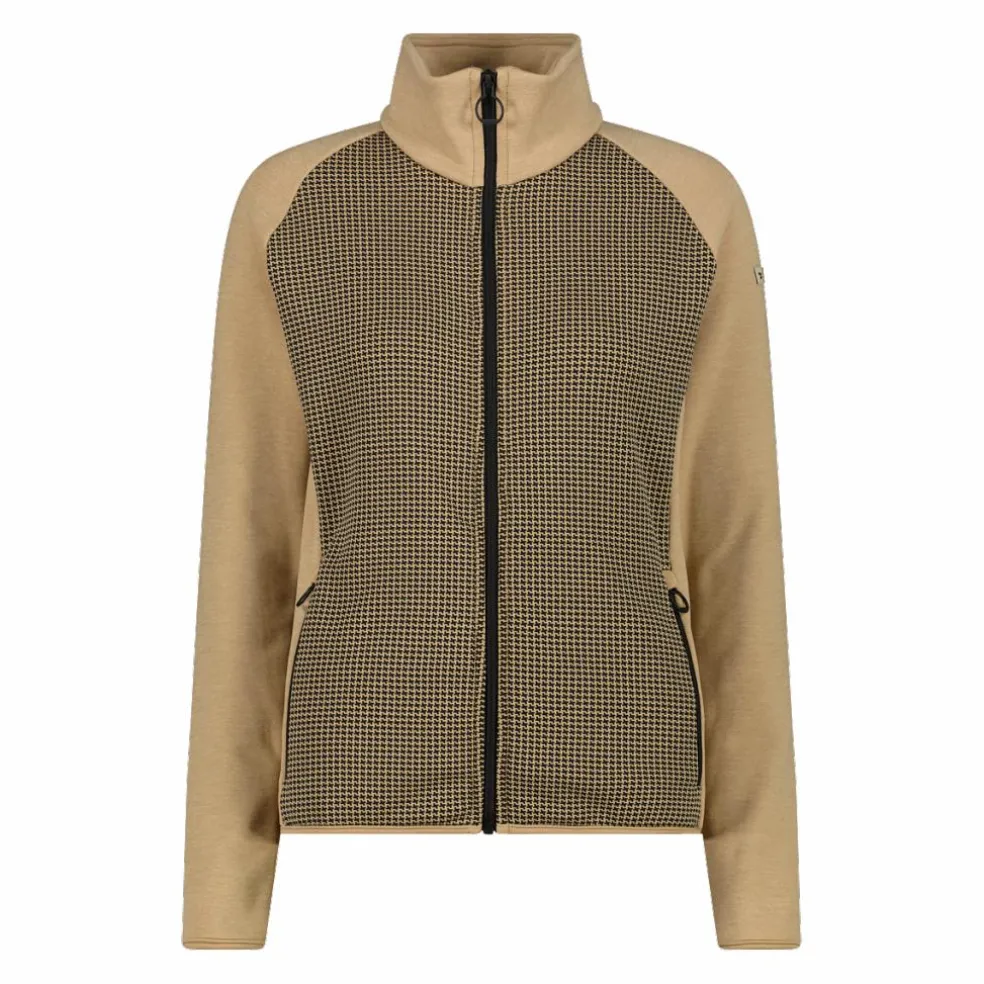 Felpa in pile da Donna in Stretch Performance stampata con Dettagli Melange