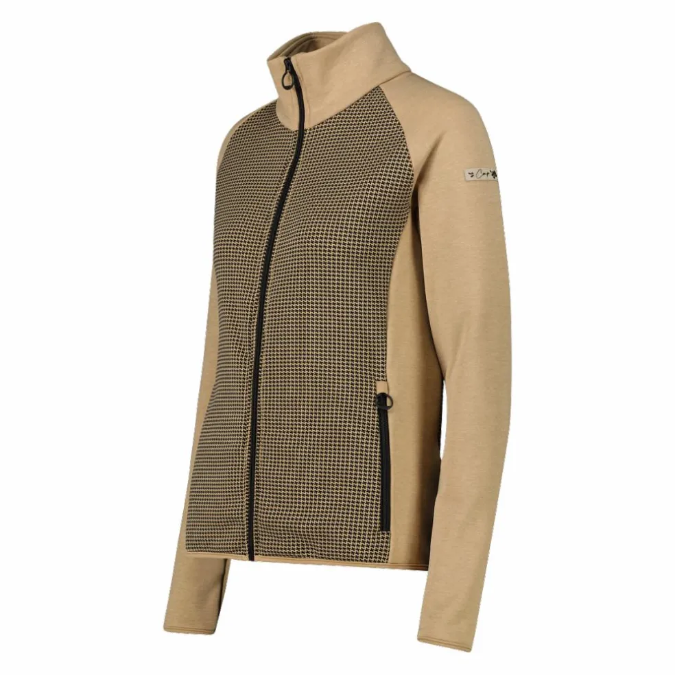 Felpa in pile da Donna in Stretch Performance stampata con Dettagli Melange