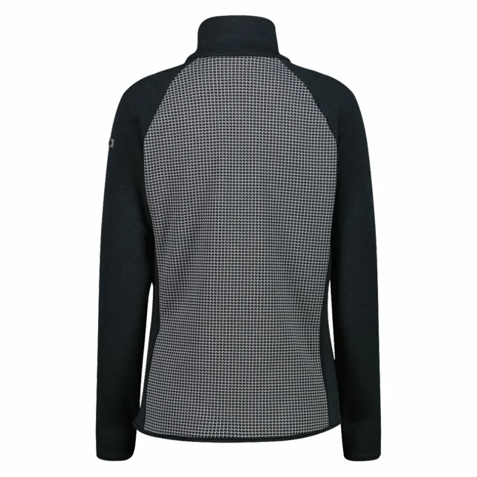 Felpa in pile da Donna in Stretch Performance stampata con Dettagli Melange