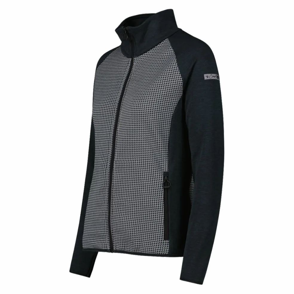 Felpa in pile da Donna in Stretch Performance stampata con Dettagli Melange