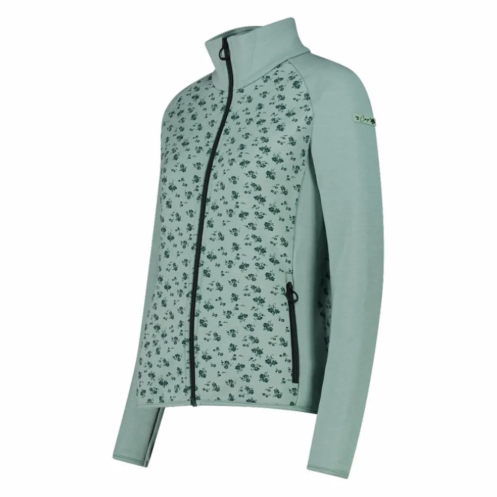 Felpa in pile da Donna in Stretch Performance stampata con Dettagli Melange