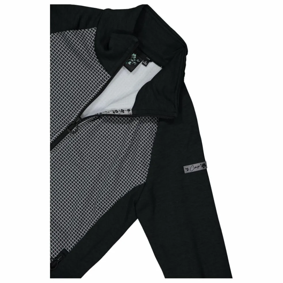 Felpa in pile da Donna in Stretch Performance stampata con Dettagli Melange