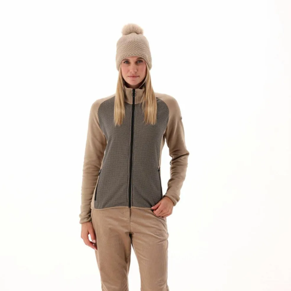 Felpa in pile da Donna in Stretch Performance stampata con Dettagli Melange