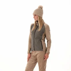 Felpa in pile da Donna in Stretch Performance stampata con Dettagli Melange