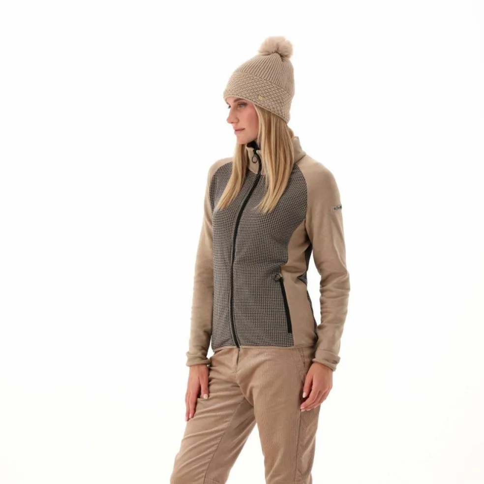 Felpa in pile da Donna in Stretch Performance stampata con Dettagli Melange