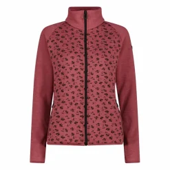 Felpa in pile da Donna in Stretch Performance stampata con Dettagli Melange