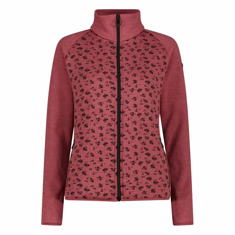 Felpa in pile da Donna in Stretch Performance stampata con Dettagli Melange