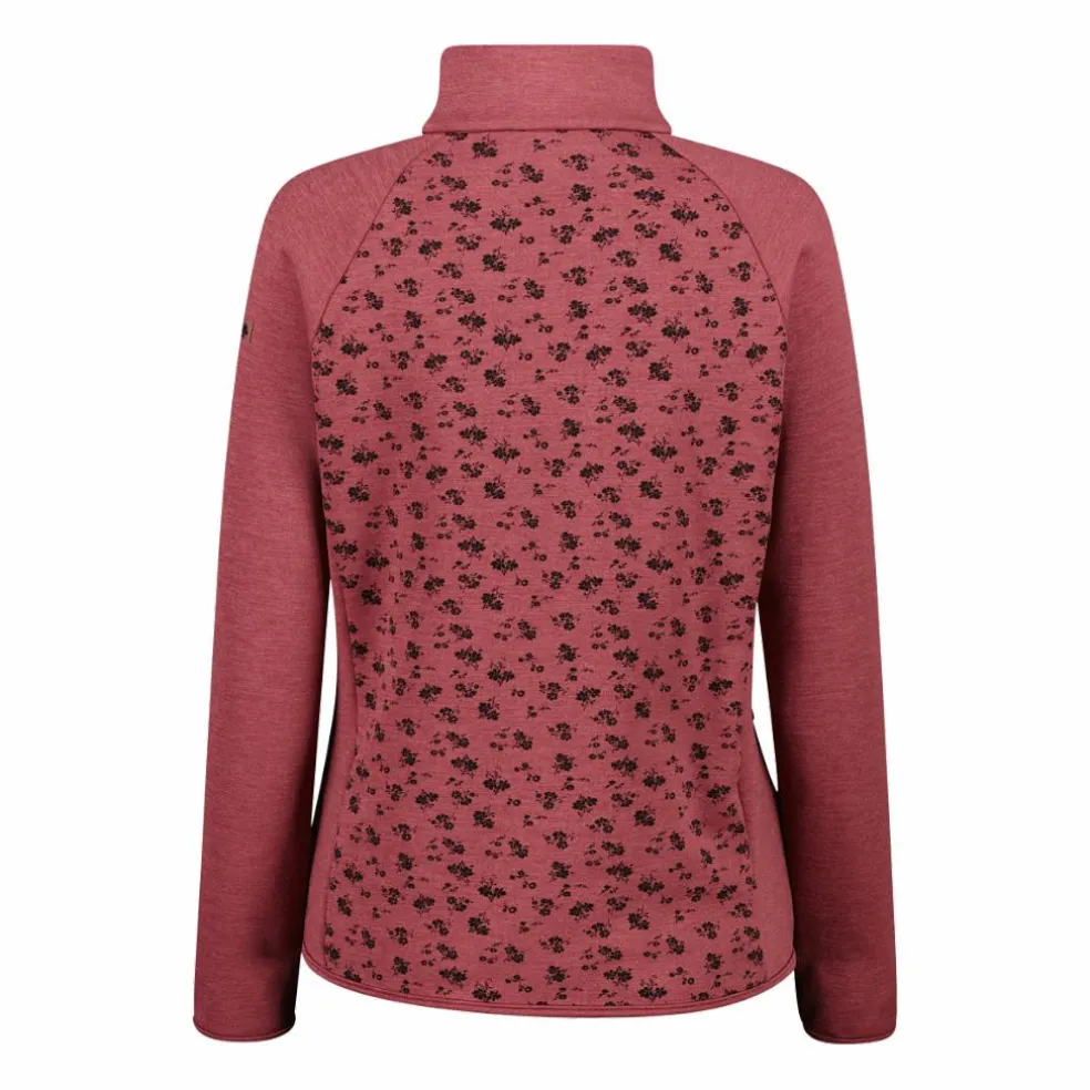 Felpa in pile da Donna in Stretch Performance stampata con Dettagli Melange
