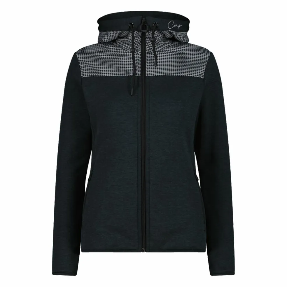 Felpa in pile da donna in Stretch Performance melange pied de poule