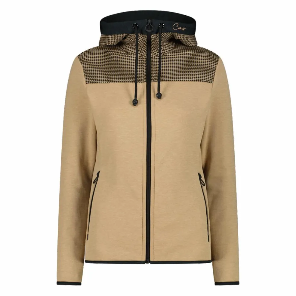 Felpa in pile da donna in Stretch Performance melange pied de poule