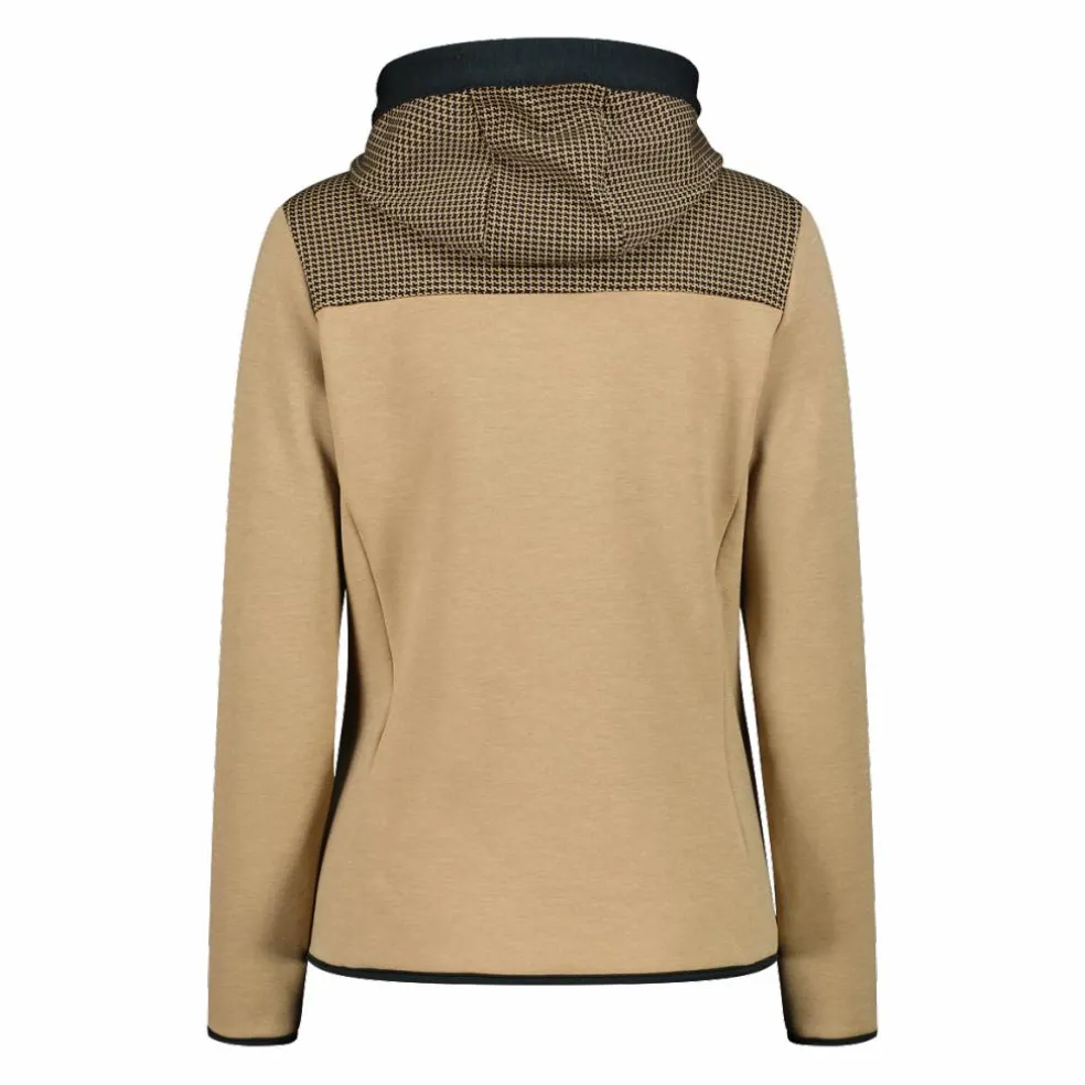 Felpa in pile da donna in Stretch Performance melange pied de poule