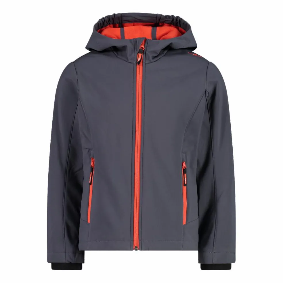 Giacca da bambina in softshell con cappuccio