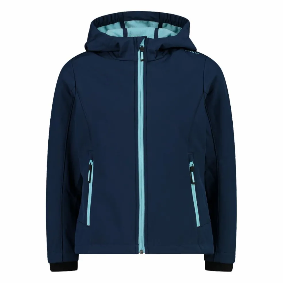 Giacca da bambina in softshell con cappuccio