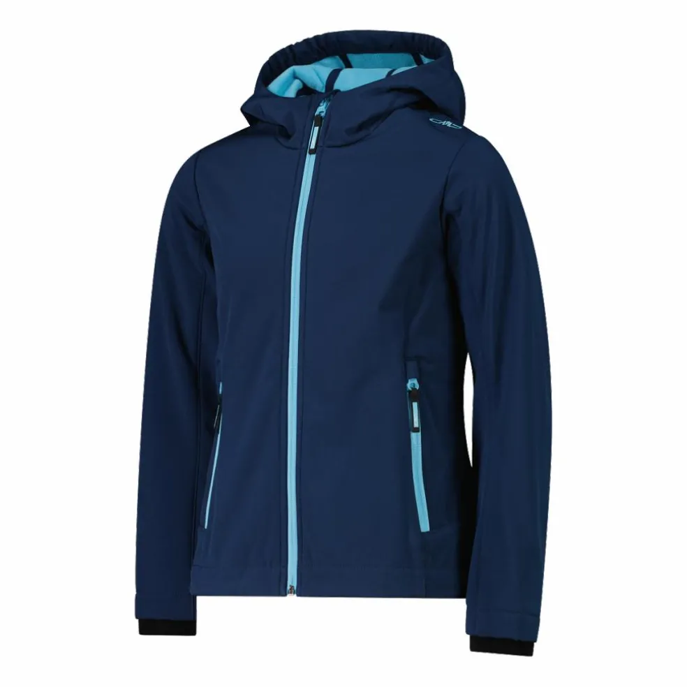 Giacca da bambina in softshell con cappuccio