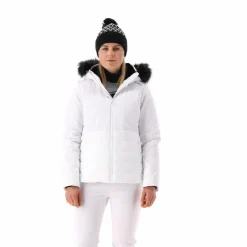 Giacca da sci con cappuccio staccabile in ecopelliccia da donna
