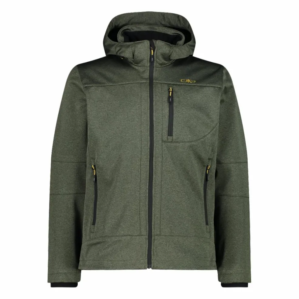 Giacca da uomo in Softshell melange con cappuccio staccabile