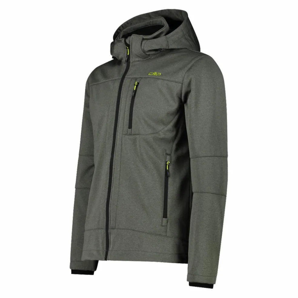 Giacca da uomo in Softshell melange con cappuccio staccabile