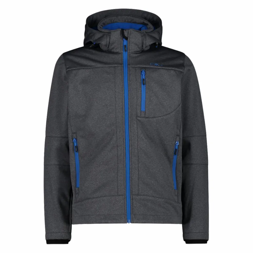 Giacca da uomo in Softshell melange con cappuccio staccabile