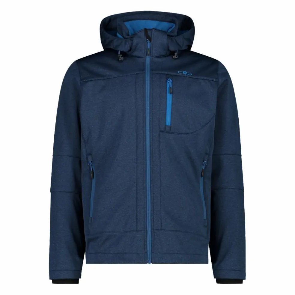 Giacca da uomo in Softshell melange con cappuccio staccabile