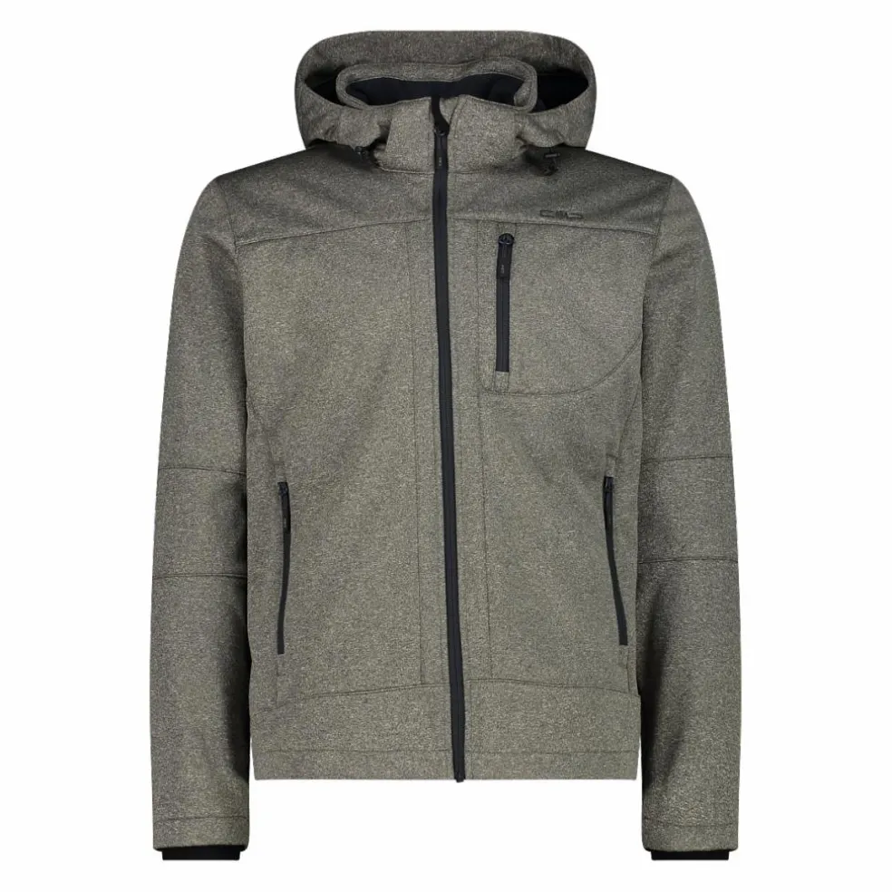 Giacca da uomo in Softshell melange con cappuccio staccabile