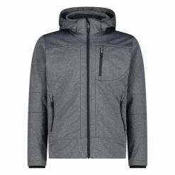 Giacca da uomo in Softshell melange con cappuccio staccabile