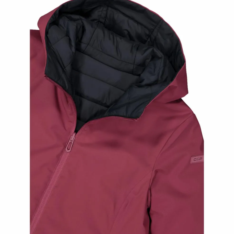Giacca double face con cappuccio da donna