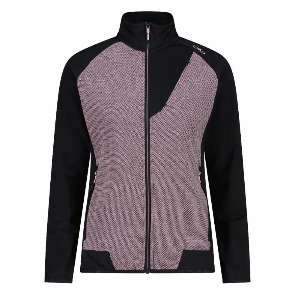 Giacca Ibrida in pile con zip da donna in knit tech