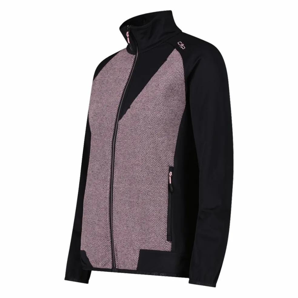 Giacca Ibrida in pile con zip da donna in knit tech