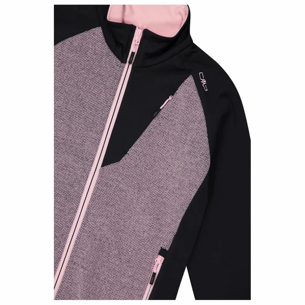 Giacca Ibrida in pile con zip da donna in knit tech