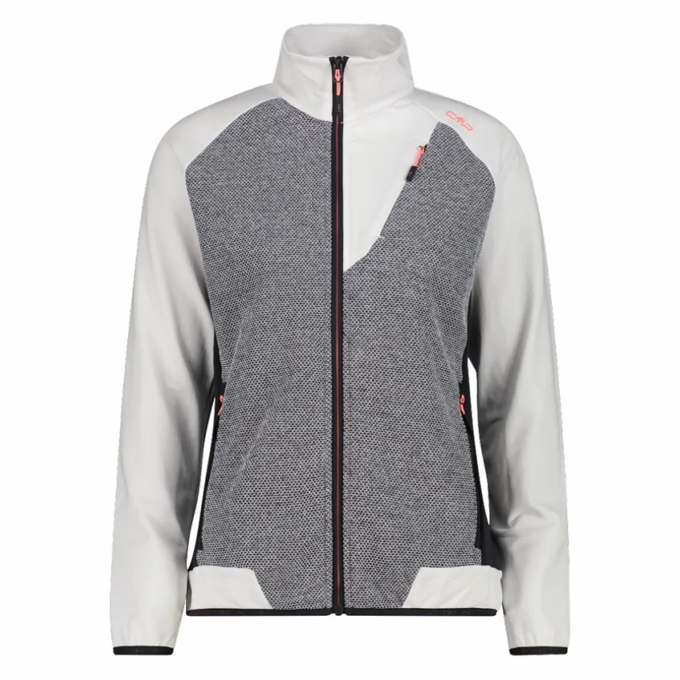 Giacca Ibrida in pile con zip da donna in knit tech
