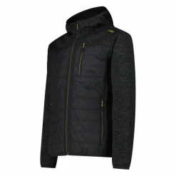 Giacca ibrida in pile da uomo in Knit Tech melange con cappuccio
