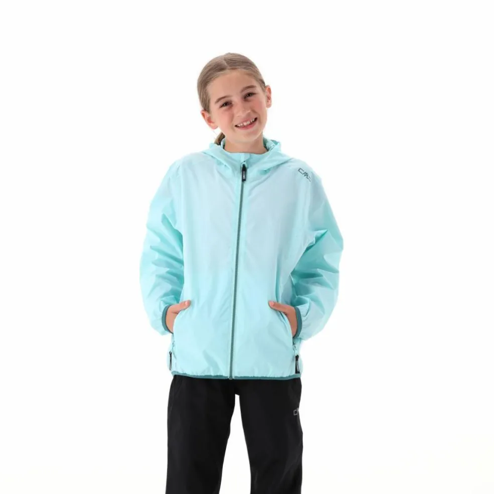 Giacca impermeabile da bambina ripiegabile con cappuccio