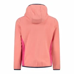 Giacca in pile con zip da bambina color block con cappuccio