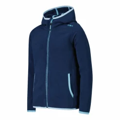 Giacca in pile con zip da bambina color block con cappuccio