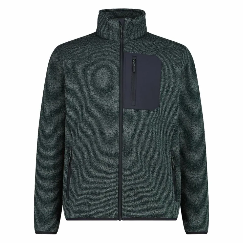 Giacca in pile con zip da uomo in knit tech