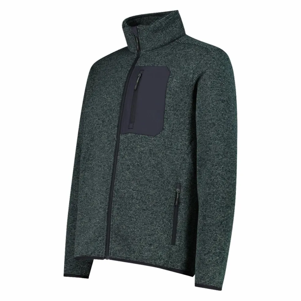 Giacca in pile con zip da uomo in knit tech