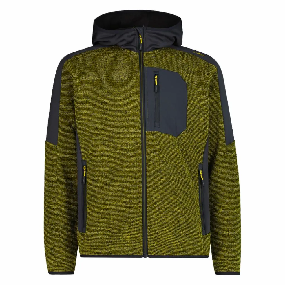 Giacca in pile con zip da uomo in knit tech con cappuccio