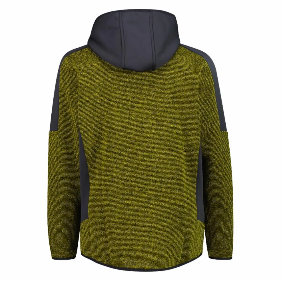 Giacca in pile con zip da uomo in knit tech con cappuccio