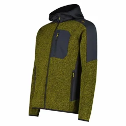 Giacca in pile con zip da uomo in knit tech con cappuccio