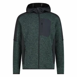 Giacca in pile con zip da uomo in knit tech con cappuccio
