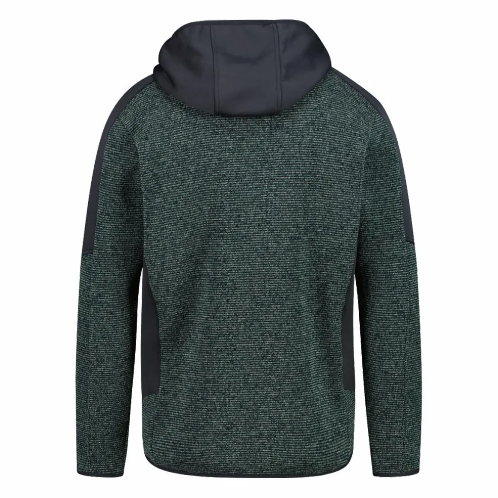 Giacca in pile con zip da uomo in knit tech con cappuccio