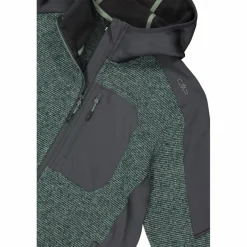 Giacca in pile con zip da uomo in knit tech con cappuccio