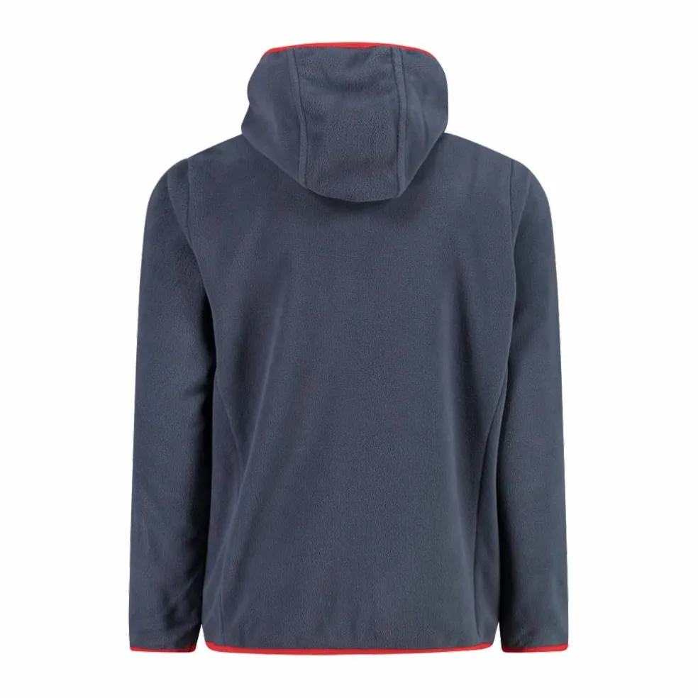 Giacca in pile con zip da bambino color block con cappuccio