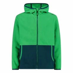 Giacca in pile con zip da bambino color block con cappuccio