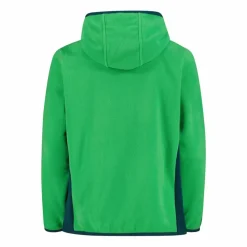 Giacca in pile con zip da bambino color block con cappuccio