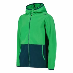Giacca in pile con zip da bambino color block con cappuccio
